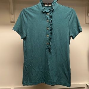 Tory Burch Lidia Short Sleeve Ruffle Polo Shirt